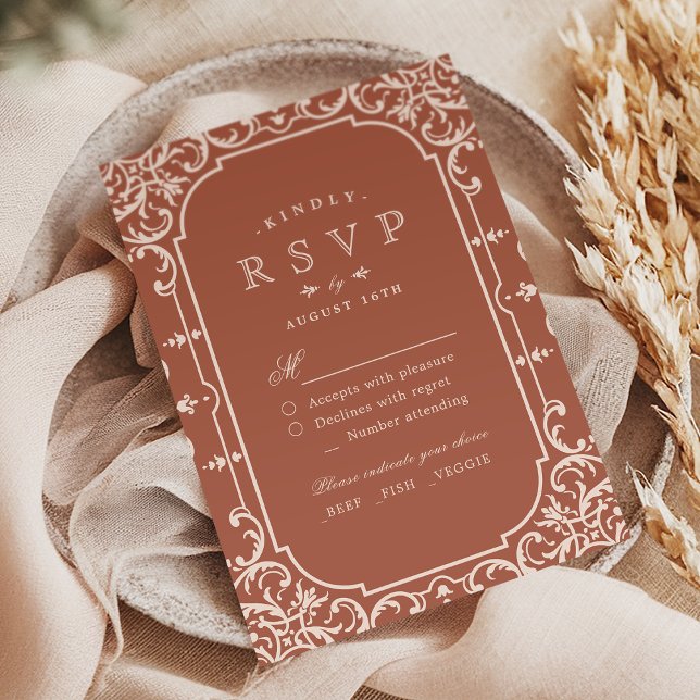 Terracotta elegant romantic vintage wedding RSVP (Terracotta elegant romantic vintage wedding RSVP)