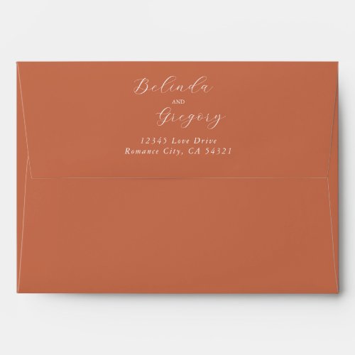 Terracotta Elegant Script 5x7 Wedding Invitation Envelope