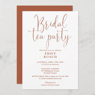 Terracotta Elegant Script Bridal Tea Party Shower Invitation