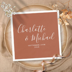 Terracotta Elegant Script Minimalist Napkins
