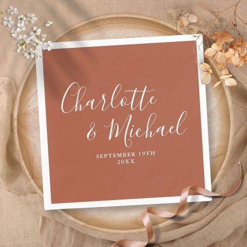 Terracotta Elegant Script Minimalist  Napkins