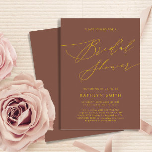 Terracotta Elegant Script Modern Bridal Shower Invitation