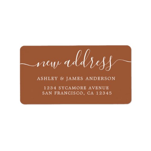 Terracotta Elegant Script New Address Label