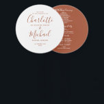 Terracotta Elegant Script Wedding Program Hand Fan<br><div class="desc">This stylish terracotta wedding program can be personalized with your special wedding day information featuring chic modern typography. Designed by Thisisnotme©</div>