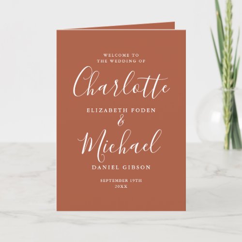 Terracotta Elegant Signature Script Wedding Program