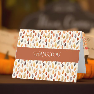 Terracotta Elegant Watercolor Autumn Leaves Fall Letterpress Thank You Card