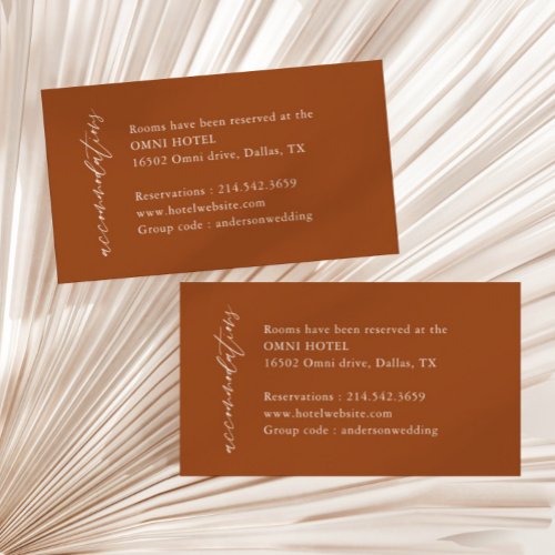 Terracotta Elegant Wedding Accommodations Enclosure Card