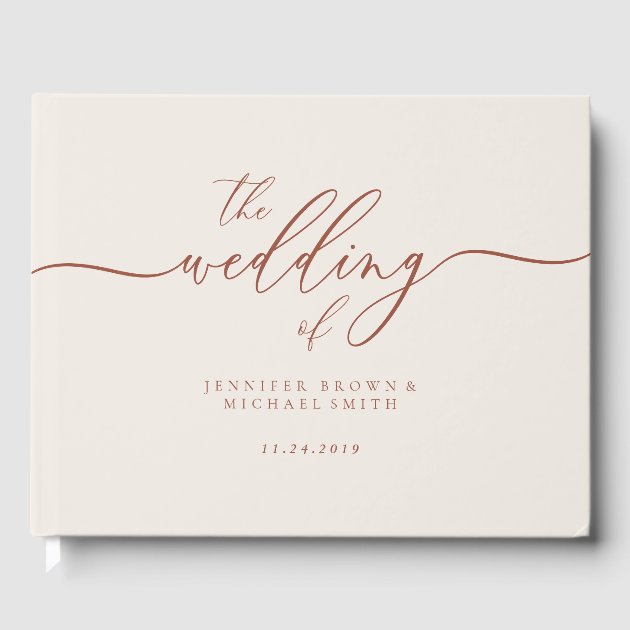 Terracotta Elegant Wedding Calligraphy Guest Book
