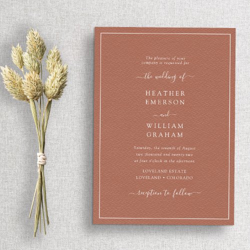 Terracotta Elegant Wedding Invitation