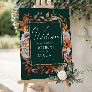 Terracotta Emerald Green Wedding Welcome Sign