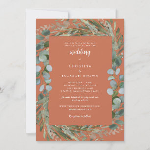 Terracotta Eucalyptus Botanical Wedding II Invitation