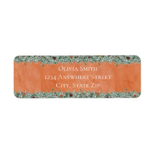 Terracotta Eucalyptus Burgundy Orange Floral Label
