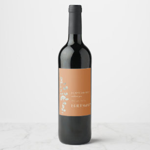 Terracotta Eucalyptus Deco Bridesmaid Proposal Wine Label