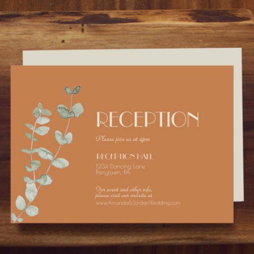 Terracotta Eucalyptus Deco Reception Details Enclosure Card