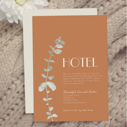 Terracotta Eucalyptus Deco Wedding Hotel Enclosure Card