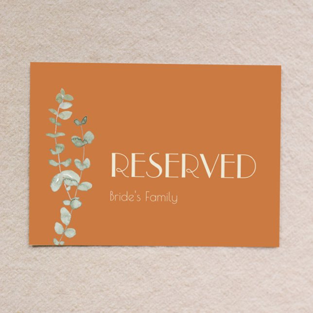 Terracotta Eucalyptus Deco Wedding Reserved Sign (Creator Uploaded)
