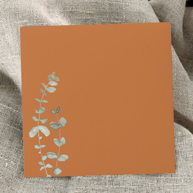 Terracotta Eucalyptus Deco Wedding Square Envelope (Creator Uploaded)