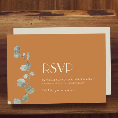 Terracotta Eucalyptus Deco Wedding Website RSVP Card
