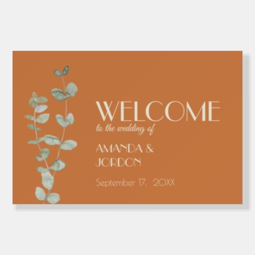 Terracotta Eucalyptus Deco Wedding Welcome Sign