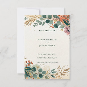 Terracotta Eucalyptus Save The Date Card