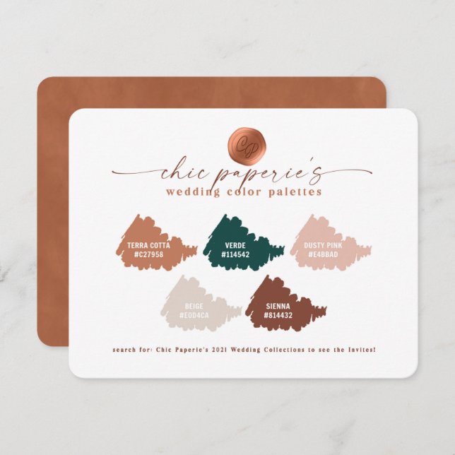 Terracotta Fall 2021 Wedding Color Palette Card (Front/Back)