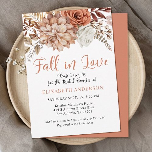 Terracotta Fall Boho Floral Bridal Shower Invitation