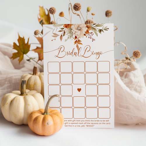 Terracotta fall Bridal shower bingo game