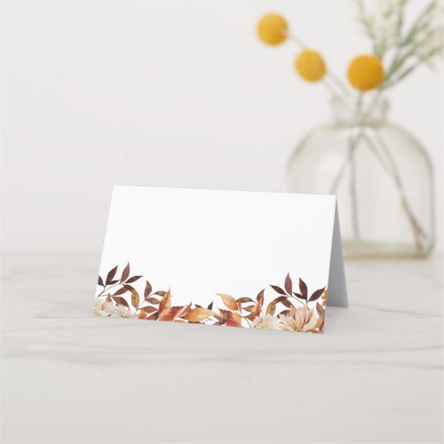 Terracotta Fall Copper Watercolor Leaves  Place Card