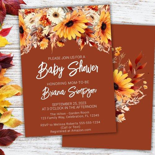 Terracotta Fall Floral Baby Shower Invitation