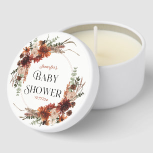 Terracotta Fall Floral Boho Baby Shower Mini Candle Favors