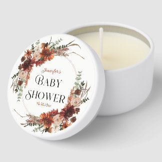 Terracotta Fall Floral Boho Baby Shower Mini Candle Favors
