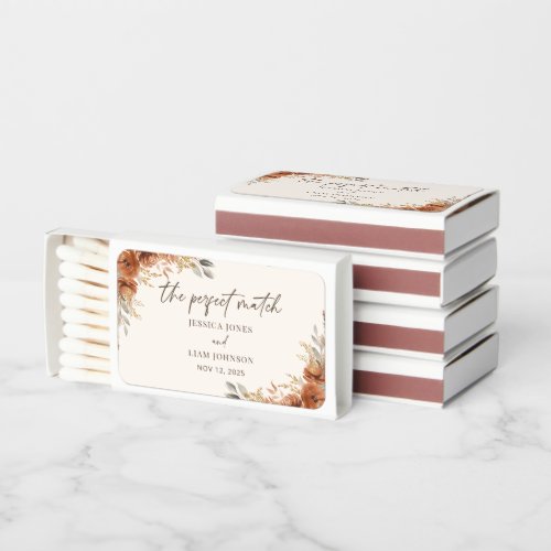 Terracotta Fall Floral Boho Rustic Wedding Matchboxes