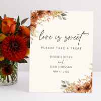 Terracotta Fall Floral Boho Wedding Favors Sign