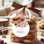 Terracotta Fall Floral Bridal Shower Classic Round Sticker<br><div class="desc">Perfect for a fall celebration, this item not only sets the mood, but also reflects the deep emotions of love and joy associated with a bridal shower. The timeless design promises to make a memorable first impression, leaving your guests looking forward to your special day. Whether you're planning a large...</div>