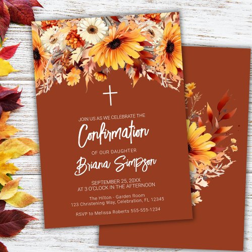 Terracotta Fall Floral Confirmation Invitation