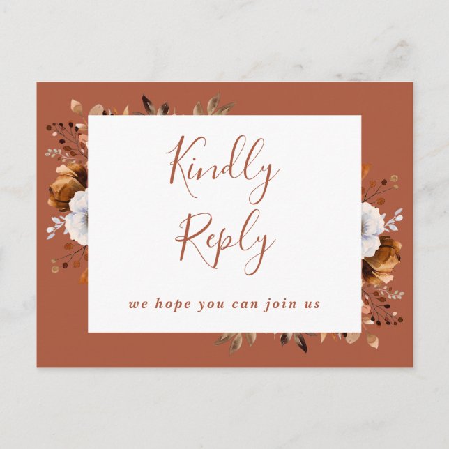 Terracotta Fall Floral Song Request RSVP Postcard (Front)