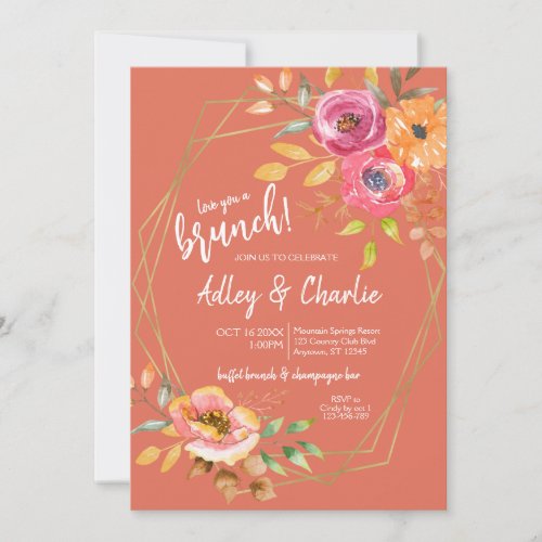 Terracotta Fall Floral Watercolor Wedding Shower Invitation
