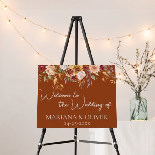 Terracotta Fall Floral Wedding Welcome Sign
