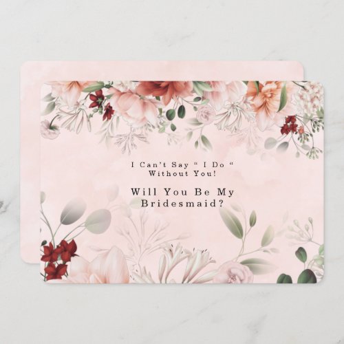 Terracotta Fall Floral Will You Be My Bridesmaid Invitation