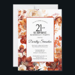 Terracotta Fall Flowers 21st Surprise Birthday Invitation<br><div class="desc">Elegant terracotta orange watercolor flowers create a bold floral frame on this fall floral birthday invitation. A simple script gives it a modern vibe.</div>