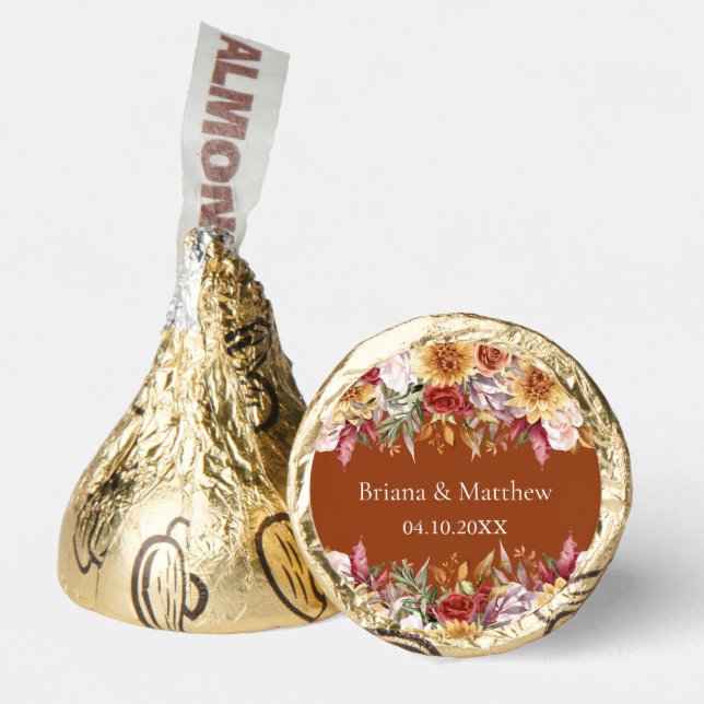 Terracotta Fall Foliage Flowers Wedding  Hershey®'s Kisses® (Front)