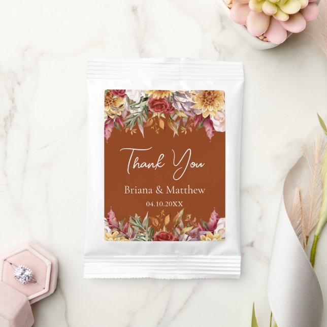 Terracotta Fall Foliage Flowers Wedding  Margarita Drink Mix (Wedding)