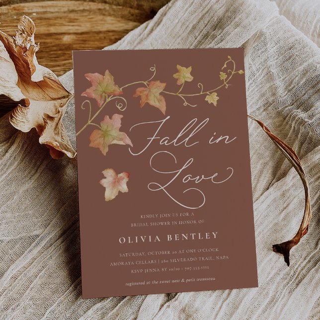 Terracotta "Fall in Love" Bridal Shower Invitation (Creator Uploaded)