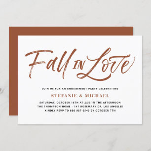 Terracotta Fall In Love Lettering Engagement Party Invitation