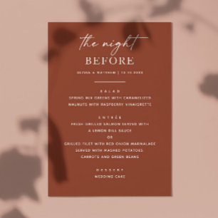 Terracotta Fall Rehearsal Dinner   Night Before Menu