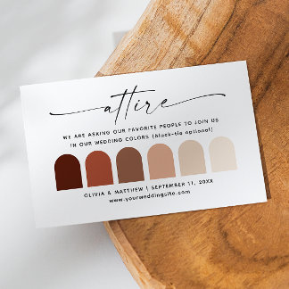 Terracotta fall wedding attire dress code palette enclosure card