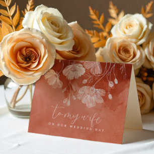 Terracotta Fall Wedding Day Card for Wife