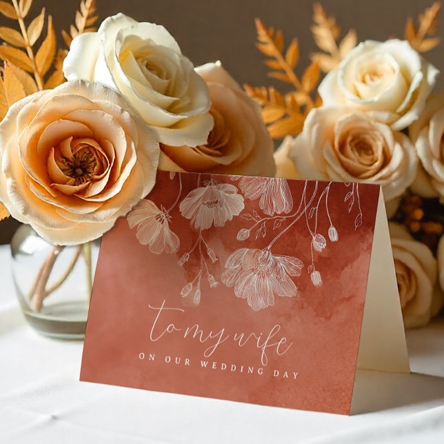 Terracotta Fall Wedding Day Card for Wife (To My Wife - Wedding Card)