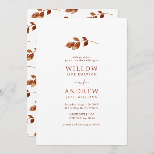 Terracotta Fall Wedding Invitation