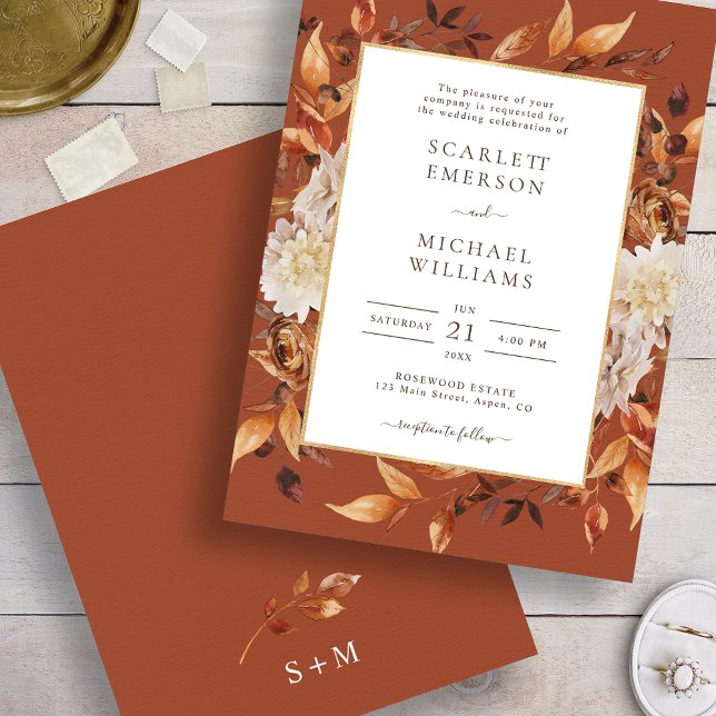 Terracotta Fall Wedding Invitation (Terracotta Fall Wedding Invitation
)
